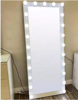 Framed Full Length Mirror /Wall Mounted Lighted Floor Mirror/Big Size Mirror with Dimmable Bulbs