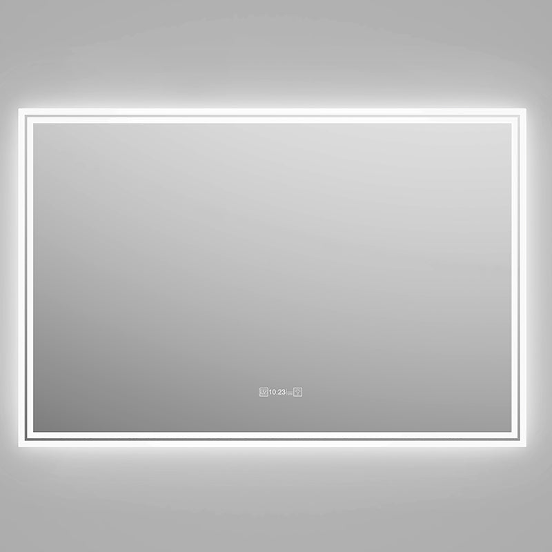 Horizontal Bathroom Acrylic Lighted Mirror with Clock