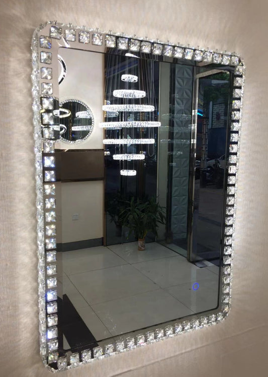 Square Lighted Crystal Decorative mirror