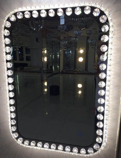 Square Lighted Crystal Decorative mirror