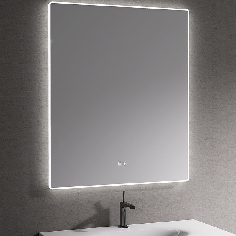 Square Frameless Bathroom Mirror with Light