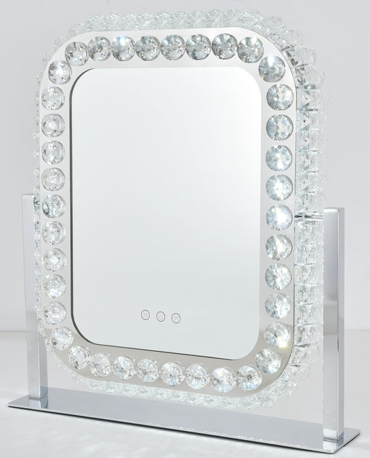 Square Decorative Crystal Dimmable Vanity Mirror